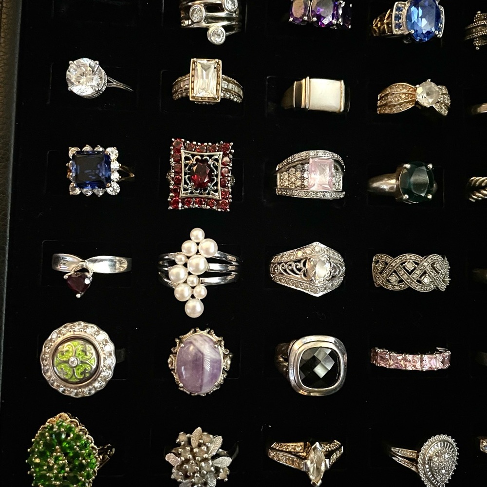 Lot of 34 Sterling Silver .925 gemstone rings lot 3 - Picture 2 of 7